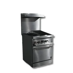 HOT ZONE  24 Inch Gas Range- 12" Charbroiler top with 2 Open Burners, Convection oven with 2 Big fans Switch controller