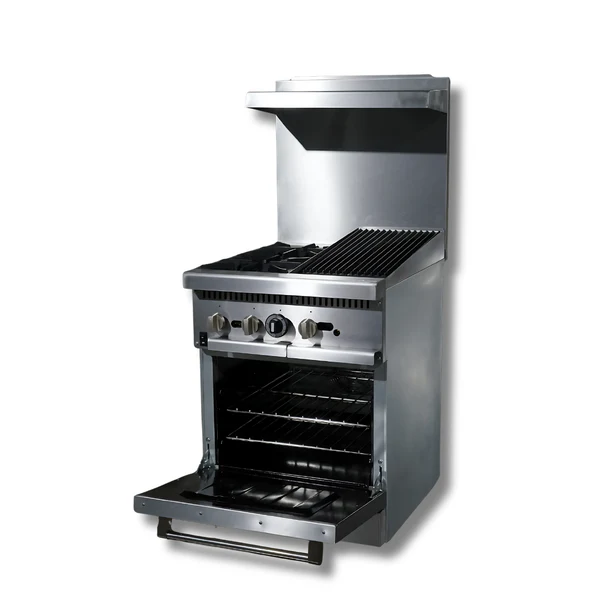 HOT ZONE 24 Inch Gas Range- 12" Charbroiler top with 2 Open Burners, Convection oven with 2 Big fans Switch controller - Image 2