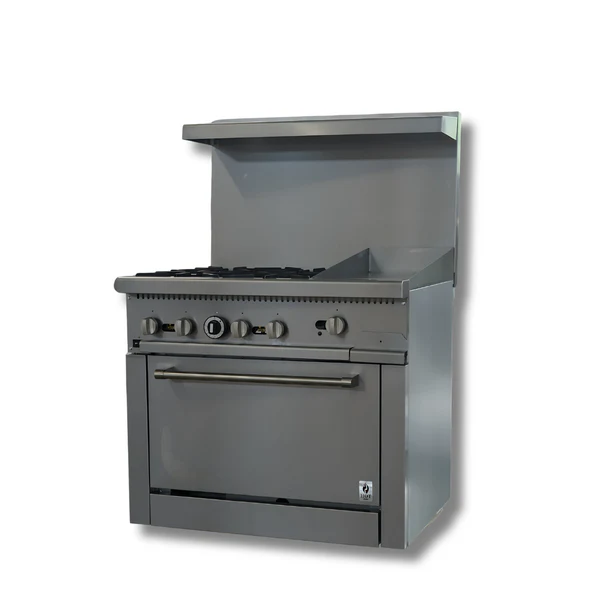 HOT ZONE 36 inch Gas Range-4 Burners and 12" Manual Griddle top,Convection oven with 2 Big fans Switch controller