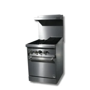 HOT ZONE  24 inch Gas Range -12" Charbroiler top with 2 Open Burners Standard Oven 24" 128,000 BTU