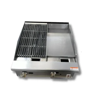 HOT ZONE 24 inch Gas Cooktop with 12 inch Char Broiler and 12 inch Manual Griddle 65,000 BTU