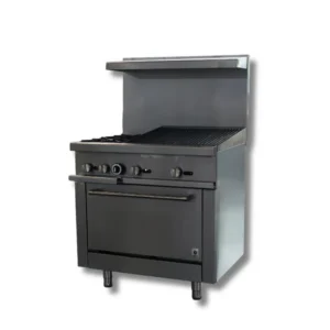 HOT ZONE  36 inch Gas Range - 2 top burners with 24" Charbroiler top with Standard Oven 36" 163,000 BTU